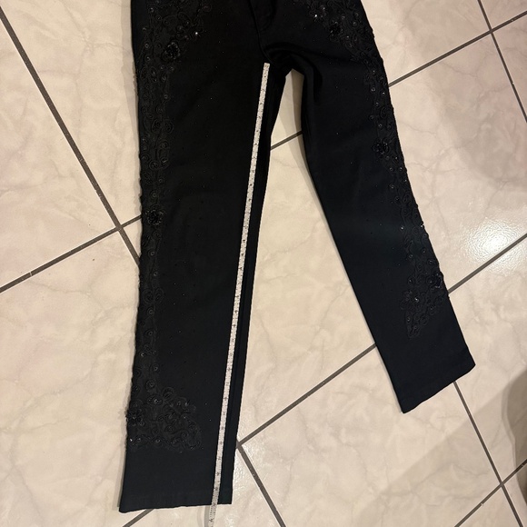 NWOT BLACK JEANS FROM VARIATIONS WITH LACE & BEADING - Picture 1 of 8